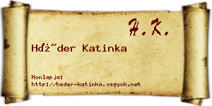 Héder Katinka névjegykártya